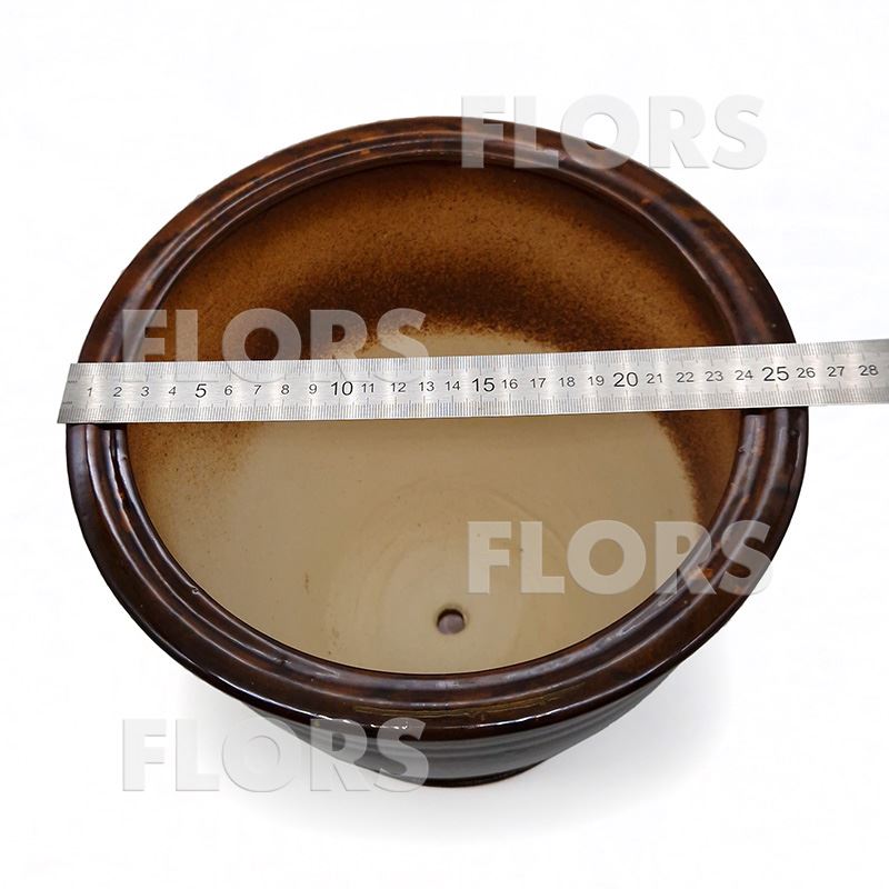 Горшок керамика №10 с подст. Коричневый