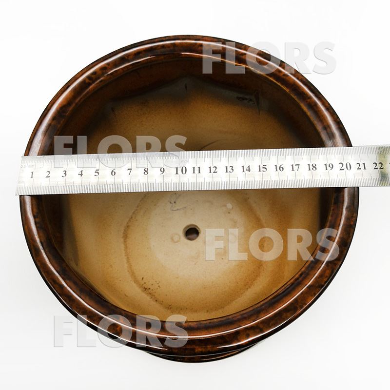 Горшок керамика №02 с подст. Коричневый