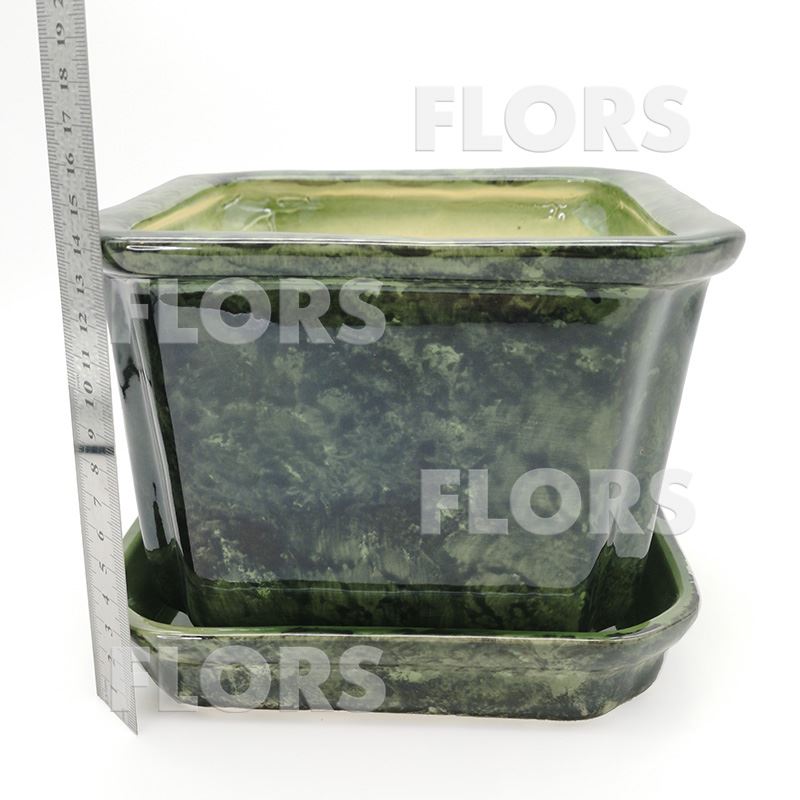 Горшок керамика №03 с подст. Зеленый