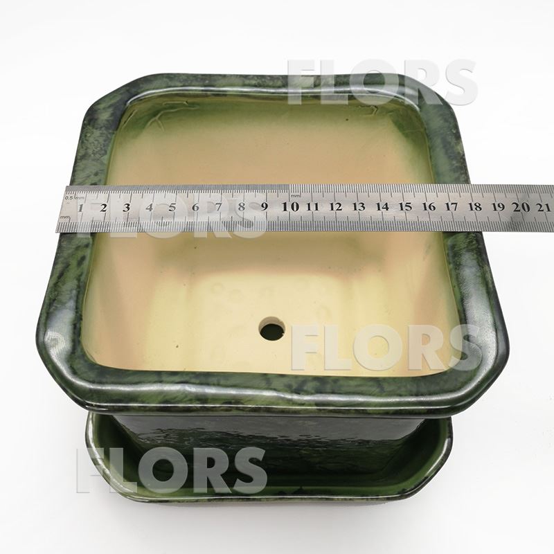 Горшок керамика №03 с подст. Зеленый