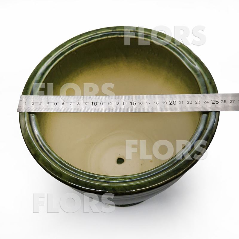 Горшок керамика №10 с подст. Зеленый