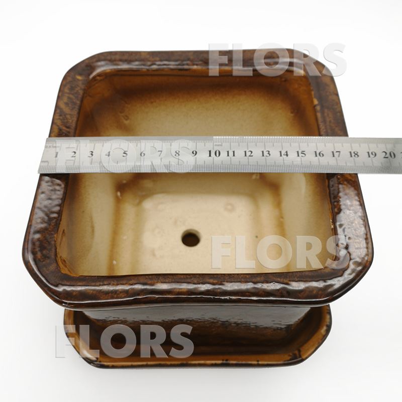 Горшок керамика №03 с подст. Коричневый