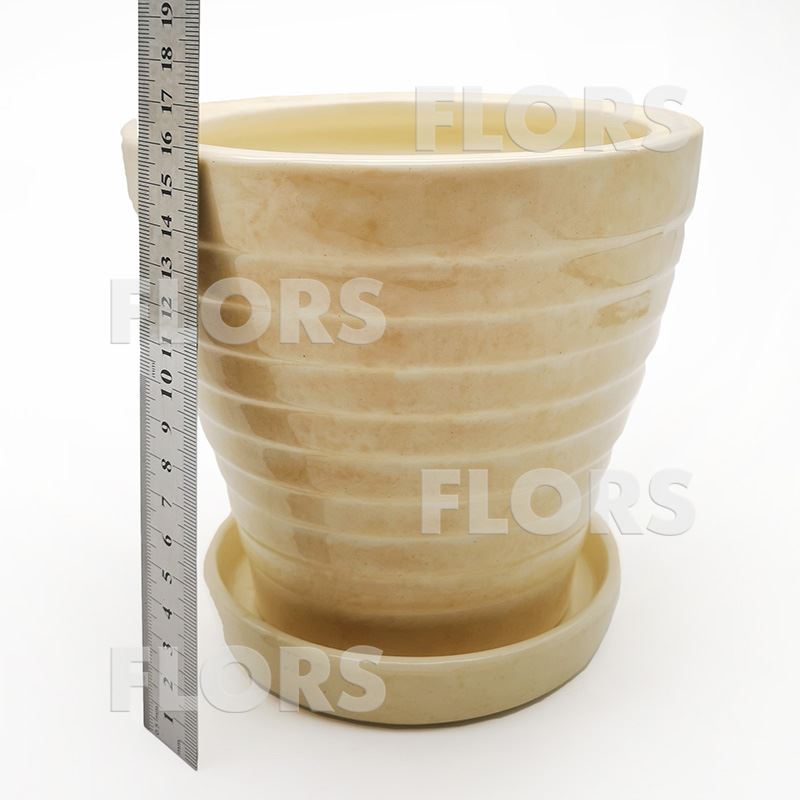 Горшок керамика №18 с подст. Бежевый