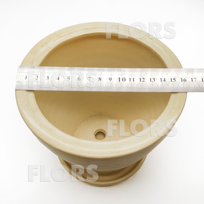 Горшок керамика №18 с подст. Бежевый