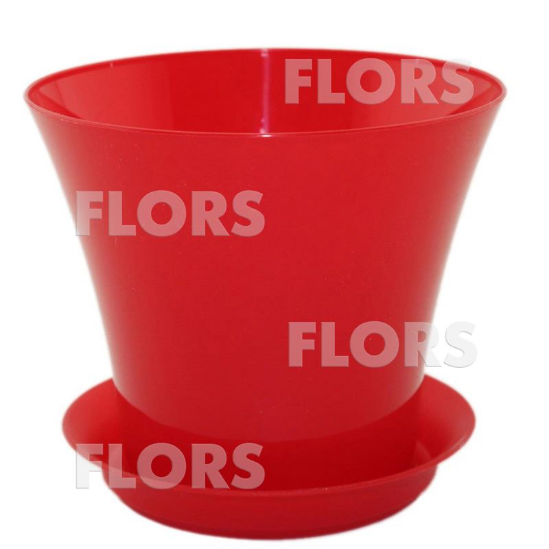 С11-16 СИТИ Красный пластиковый горшок с поддоном