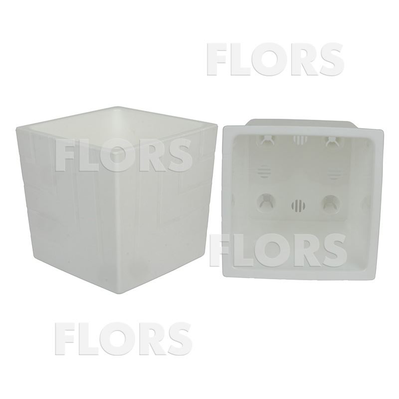 КВ16-10 КВАДРО Белый пластиковый горшок с вкладкой