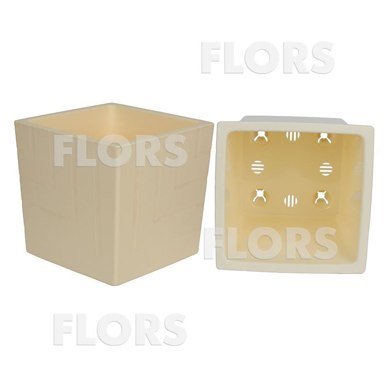 КВ12-31 КВАДРО Ванильный пластиковый горшок с вкладкой