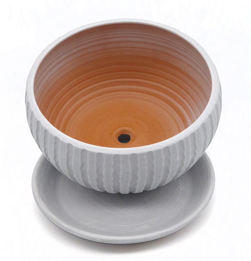 Бонсайница керамика Матис серо-белый