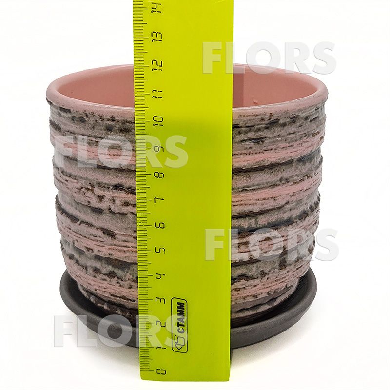 Комплект из 2-х горшков керамика Полоски розовый