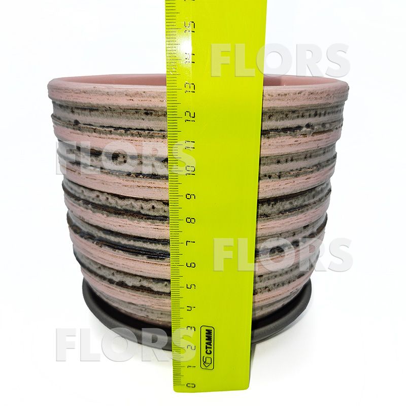 Горшок керамика Полоски розовый