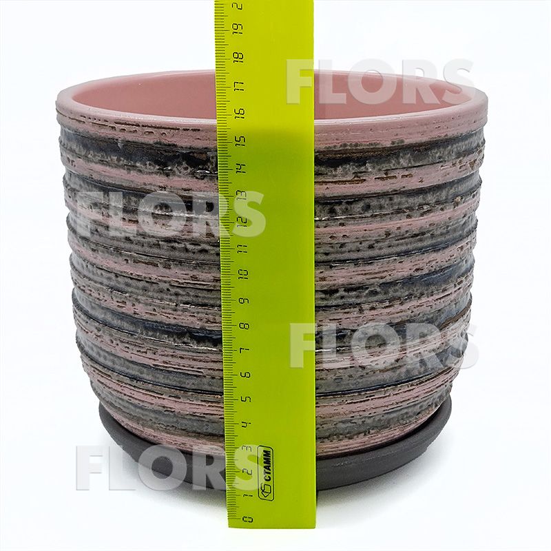 Горшок керамика Полоски розовый