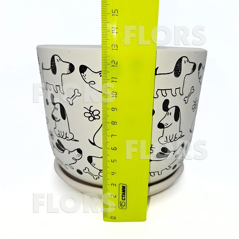 Горшок керамика Таксы белый