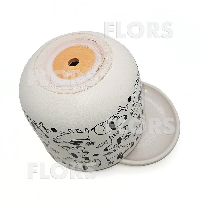 Горшок керамика Таксы белый