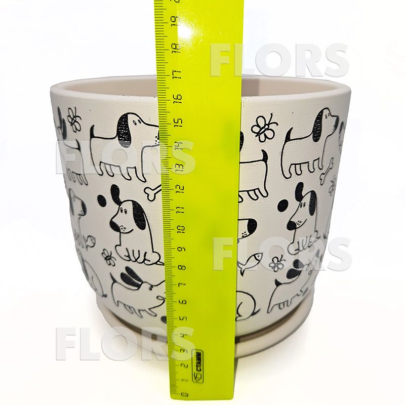 Горшок керамика Таксы белый