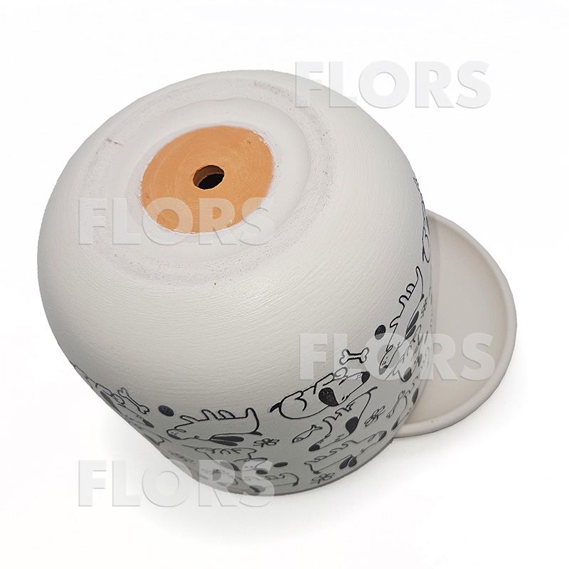 Горшок керамика Таксы белый