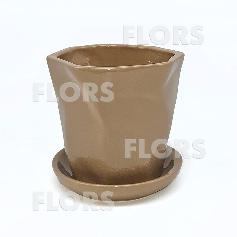 Комплект из 2-х горшков керамика Грани кофейный