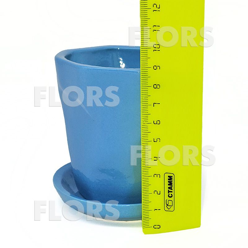 Комплект из 2-х горшков керамика Грани голубой