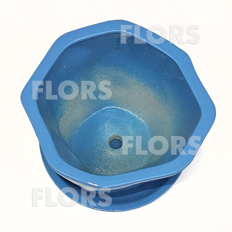 Комплект из 2-х горшков керамика Грани голубой