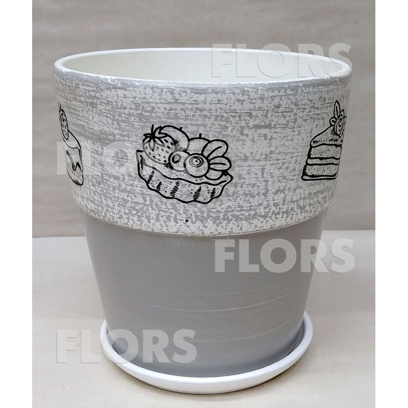 Горшок керамика Капкейк Конус серый