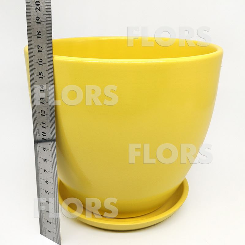 Колор желтый диаметр 18см горшок керамический
