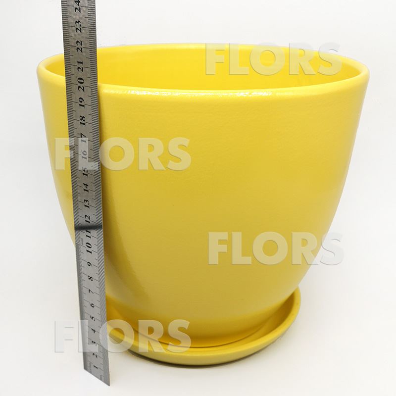 Колор желтый диаметр 22см горшок керамический