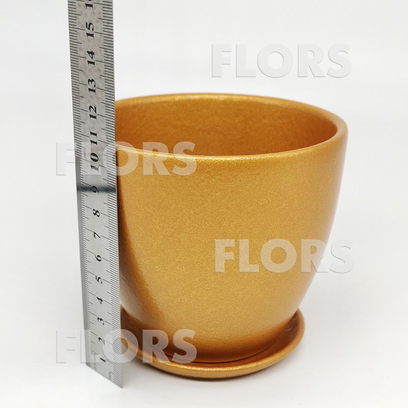 Горшок керамика Колор золотой