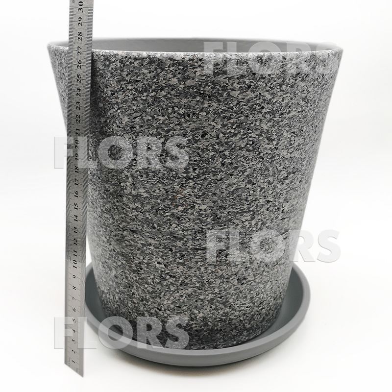 Конус камень серый диаметр 26см горшок керамический