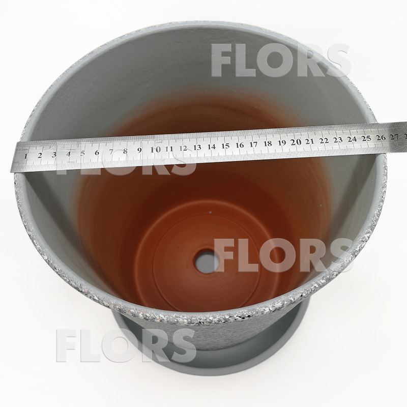 Конус камень серый диаметр 26см горшок керамический