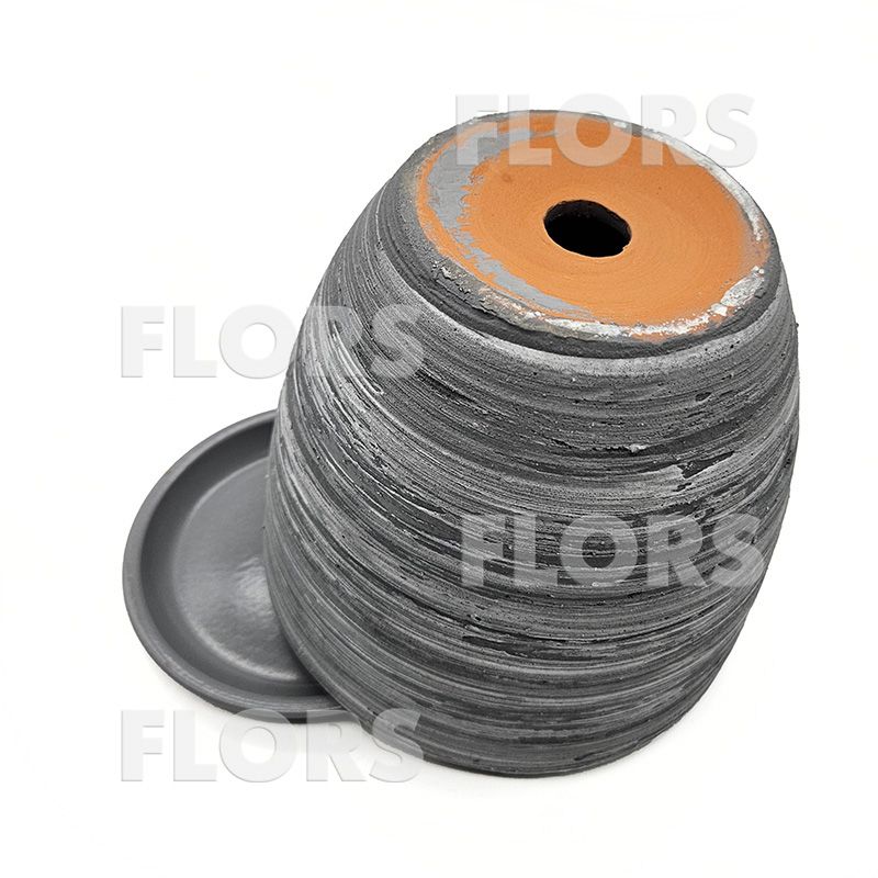 Горшок керамика Колор Л серо-белый