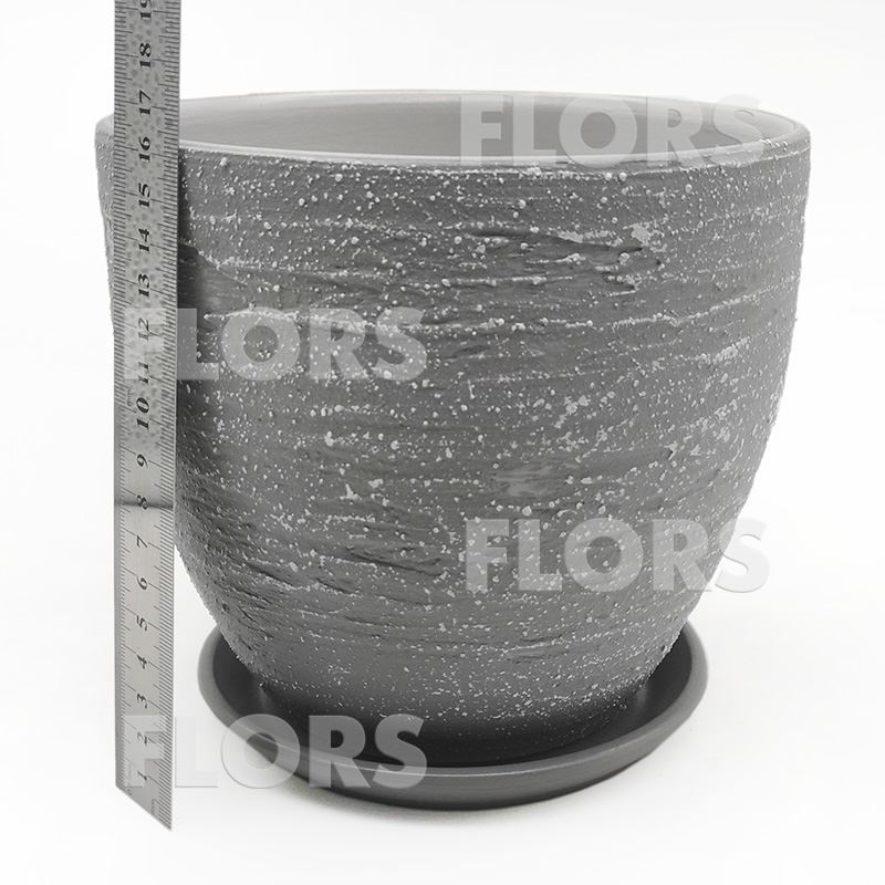 Горшок керамика Колор Л серо-белый