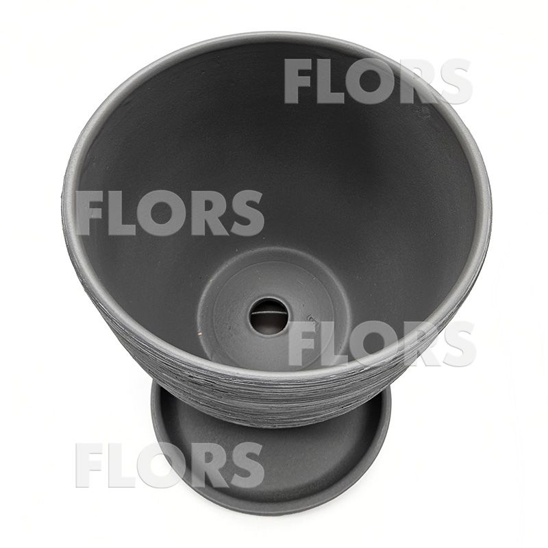 Горшок керамика Колор Л серо-белый