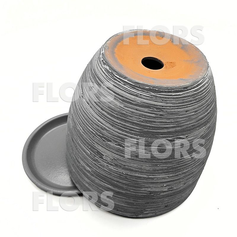 Горшок керамика Колор Л серо-белый