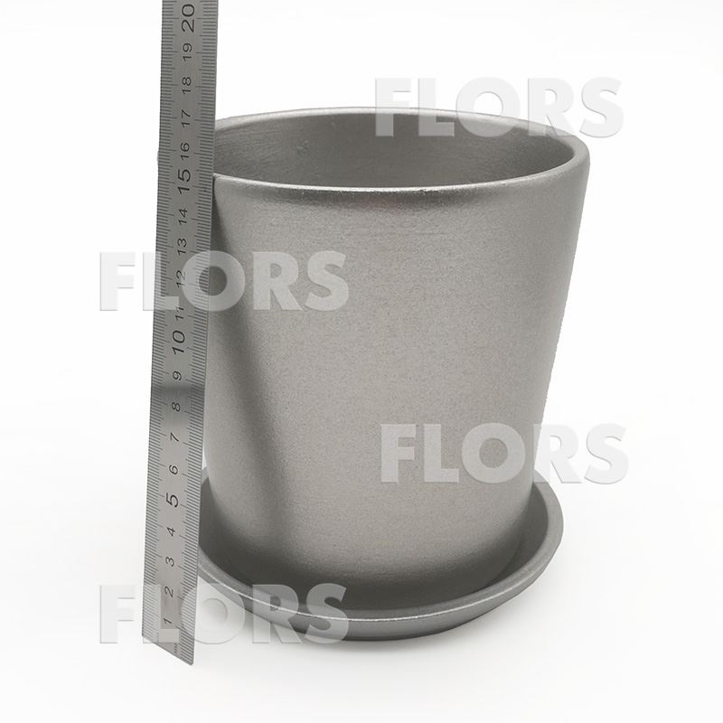 Горшок керамика Конус серебряный