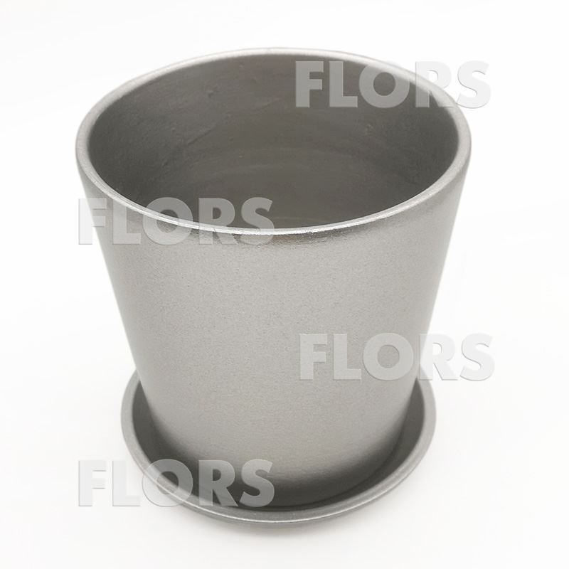 Горшок керамика Конус серебряный