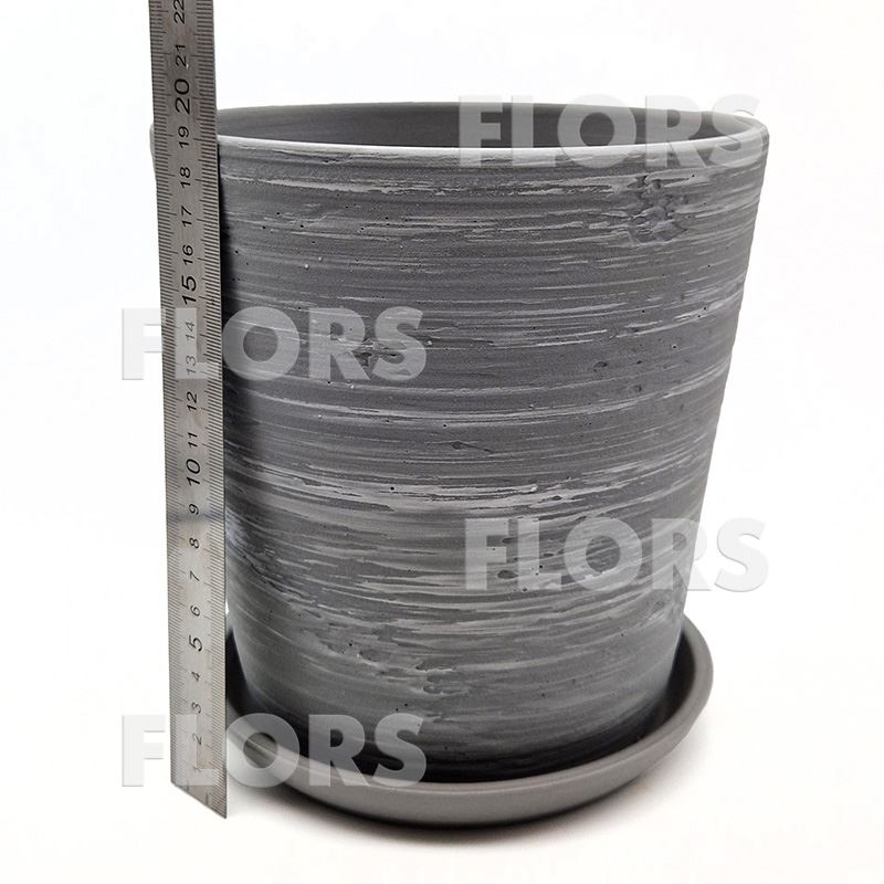 Горшок керамика Конус Л серо-белый