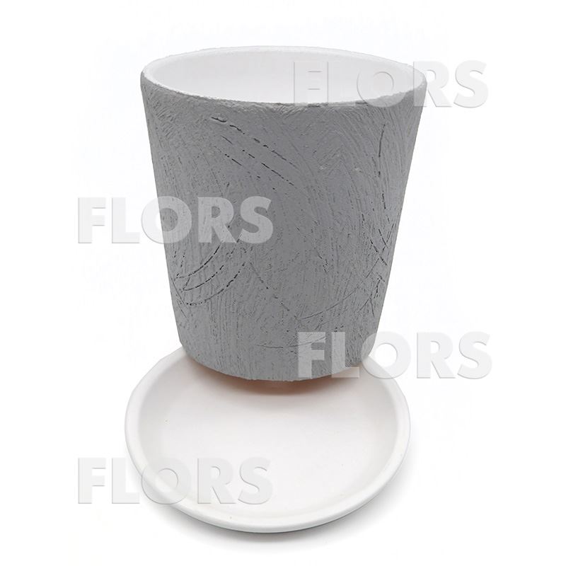 Горшок керамика Конус Дерево серый