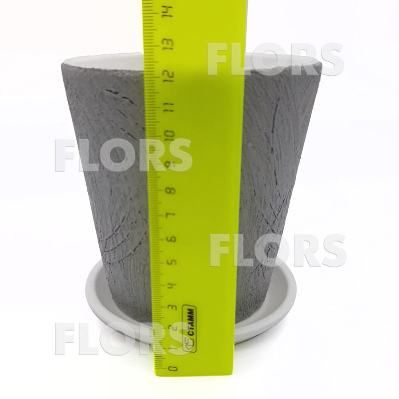 Горшок керамика Конус Дерево серый