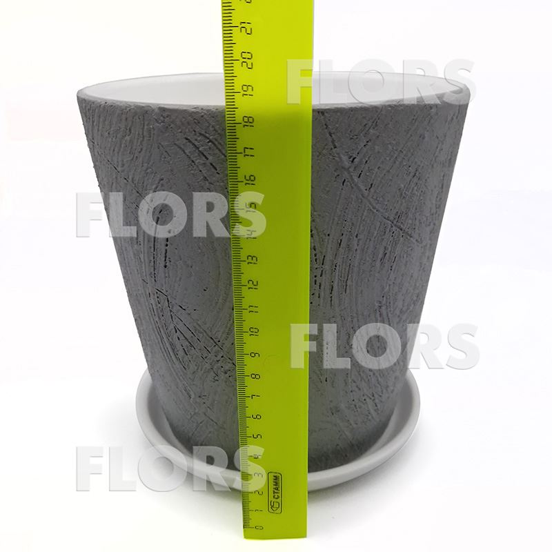 Горшок керамика Конус Дерево серый