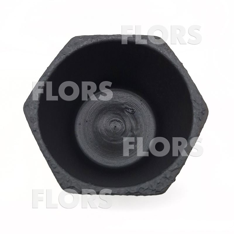 Горшок керамика Шестигранник Л черный