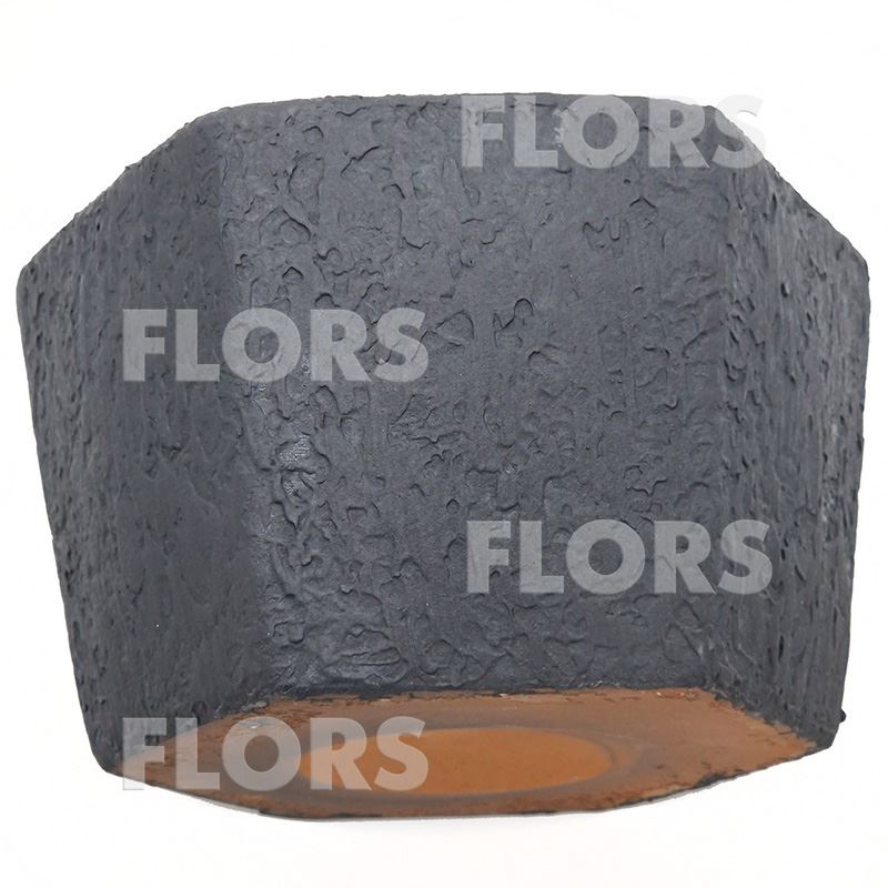 Горшок керамика Шестигранник Л черный