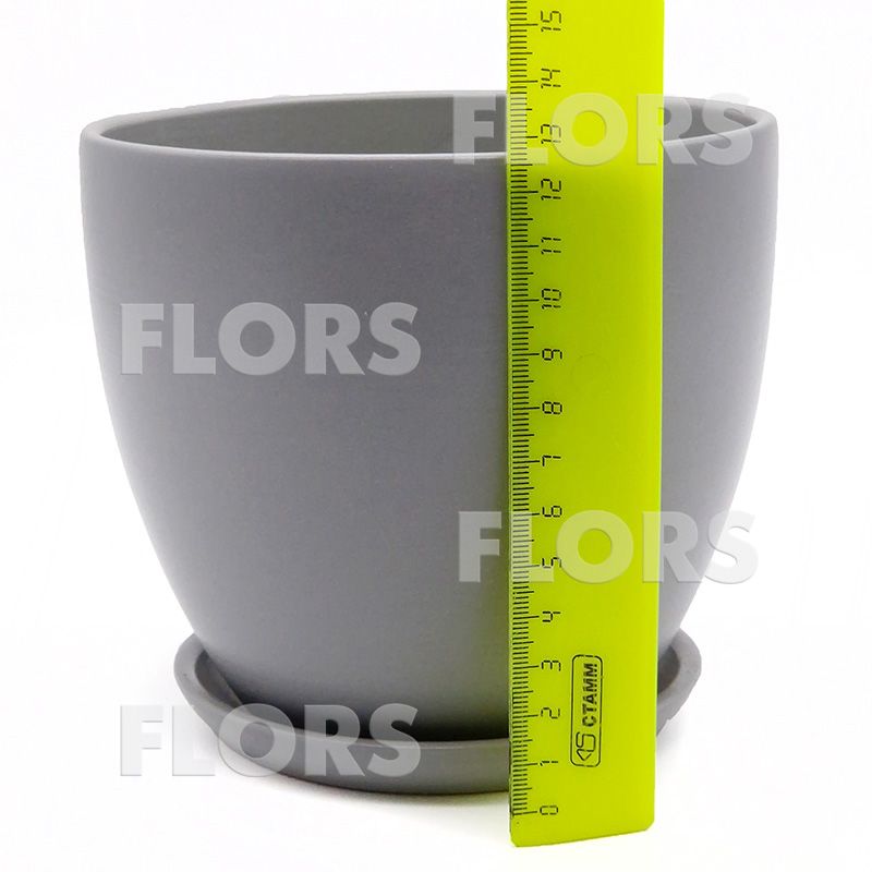 Горшок керамика Колор серый