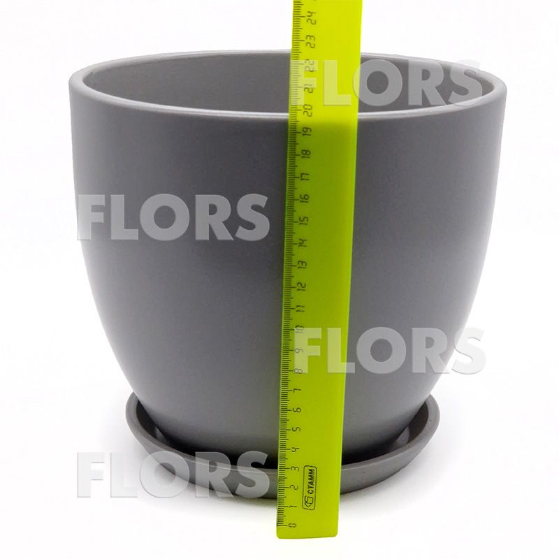 Горшок керамика Колор серый
