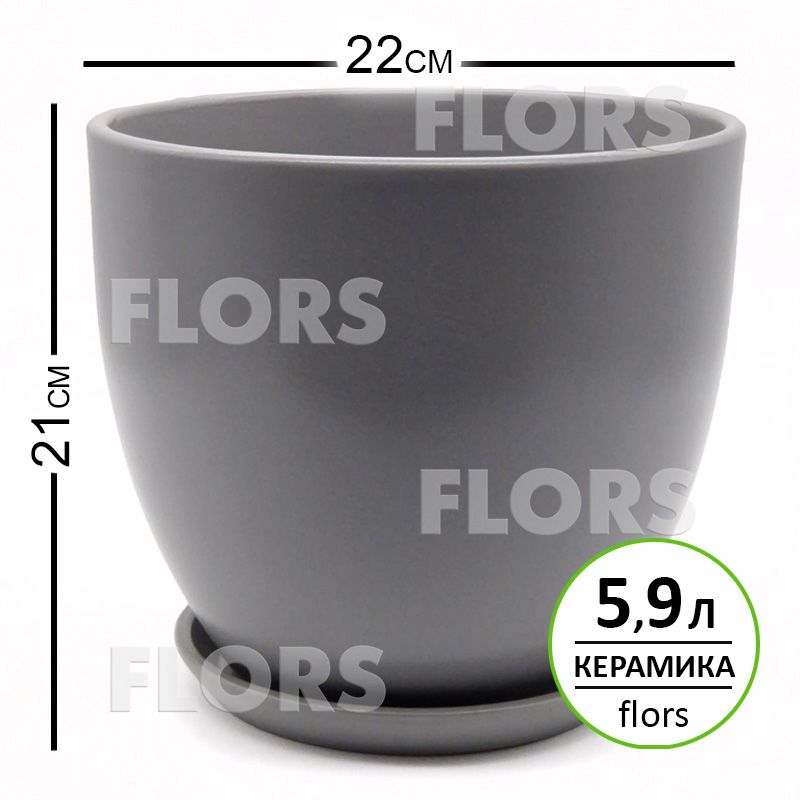Горшок керамика Колор серый