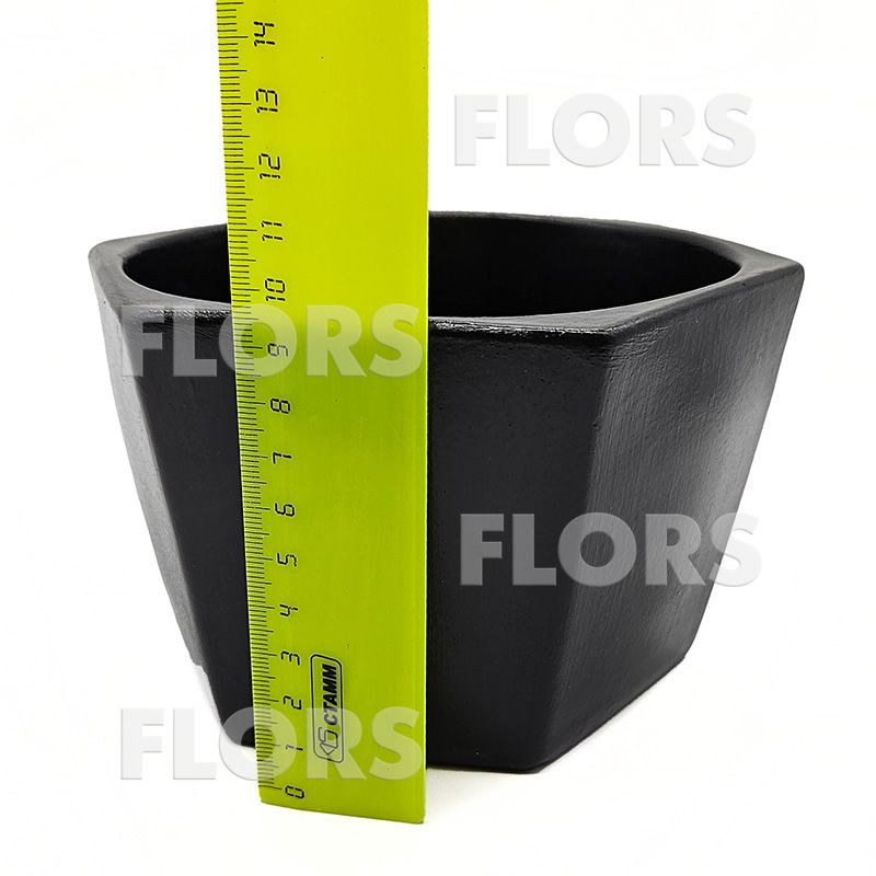 Кашпо керамика Шестигранник Черный