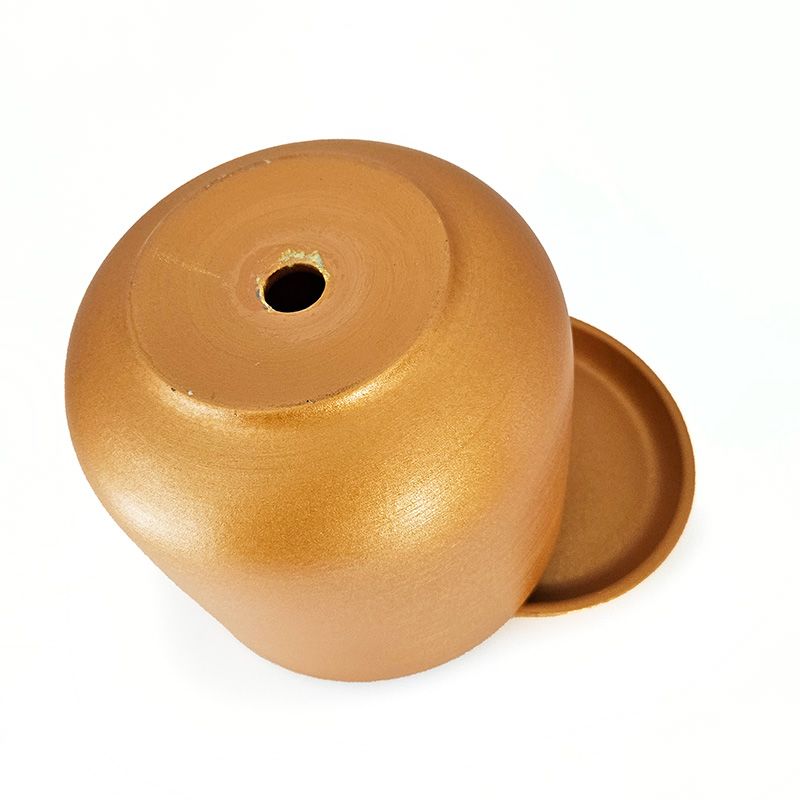 Горшок керамика Цилиндр золотой